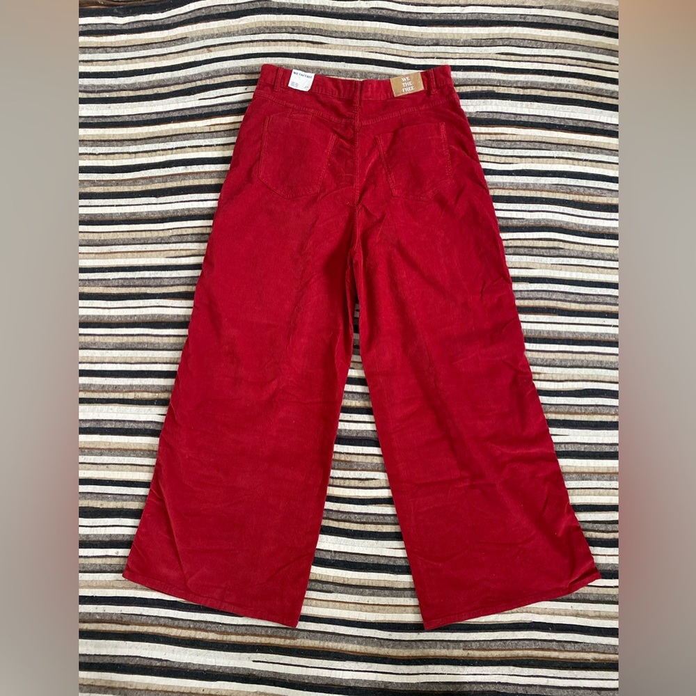 New Free People✨Crvy Gia High Rise Wide Leg Pant- Red Corduroy - Picture 3 of 7